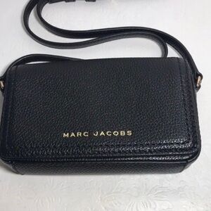 Marc Jacobs Brand Black Color Real Leather Mini Crossbody Purse Bag